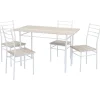 Tavoli|Set tavolo e 4 sedie in metallo bianco e top legno, 120x70x75 cm