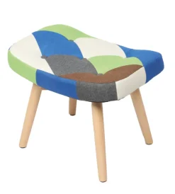Discount Sgabello "patch" in tessuto multicolore, 56x41x37 cm Poltrone E Pouf