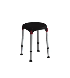 Accessori Bagno- Sgabello da bagno regolabile tondo colore nero, ø33x39/54 cm