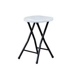 Campeggio-EuroGarden Sgabello da campeggio pieghevole in polietilene bianco 33x29,5x46 cm