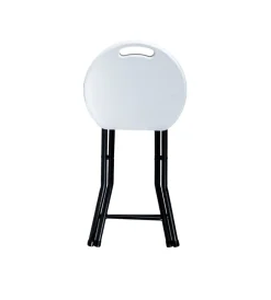 Campeggio-EuroGarden Sgabello da campeggio pieghevole in polietilene bianco 33x29,5x46 cm