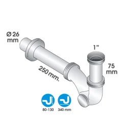 Sifoni|Sifone a "s" 1" in ottone cromato, per bagno