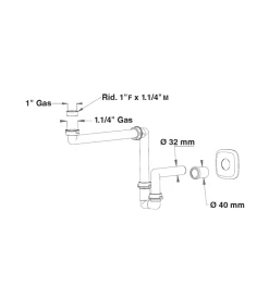 Sifoni|Sifone "lira" per lavabo 1 1/4" in plastica, per bagno