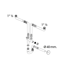 Sale Sifone salvaspazio a “s” 2 vasche 1 1/2" x 40 mm., per cucina Sifoni