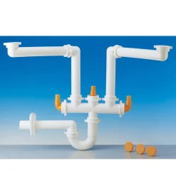 Sifoni|Sifone salvaspazio "lira" a "s" 2 vasche 1 1/2" x 40 mm., per cucina