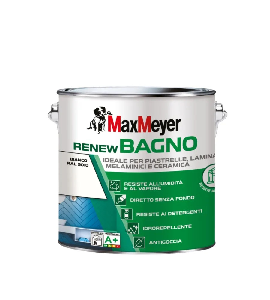Max Meyer Smalti Speciali|Smalto all'acqua bagno "renew" bianco 2 lt