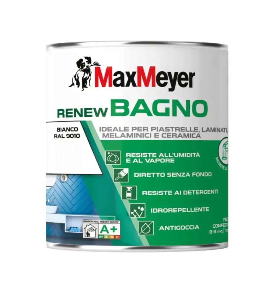 Smalti Speciali-Max Meyer Smalto all'acqua bagno "renew" bianco 0,75 lt