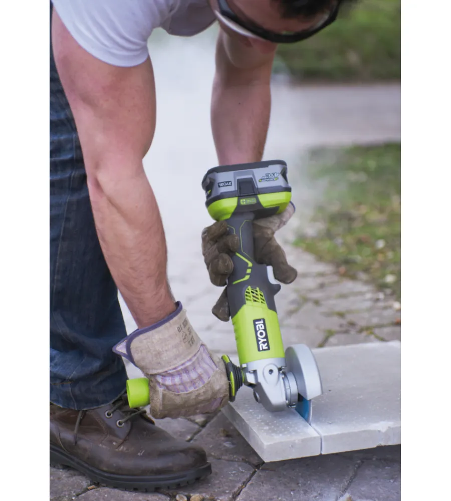 Smerigliatrici-Ryobi Smerigliatrice angolare a batteria "r18ag-0" mola da 115mm 18v solo corpo macchina