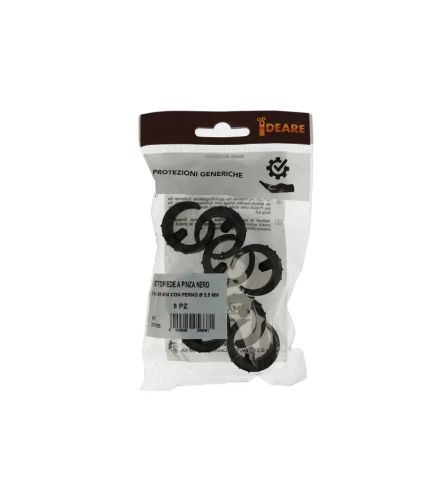 Accessori- Sottopiede a pinza nero ø 24 - 26 mm. con perno 8 pz.