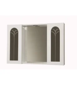 Outlet Specchiera con 2 ante e faretto led, 92x64x16 cm Accessori Bagno