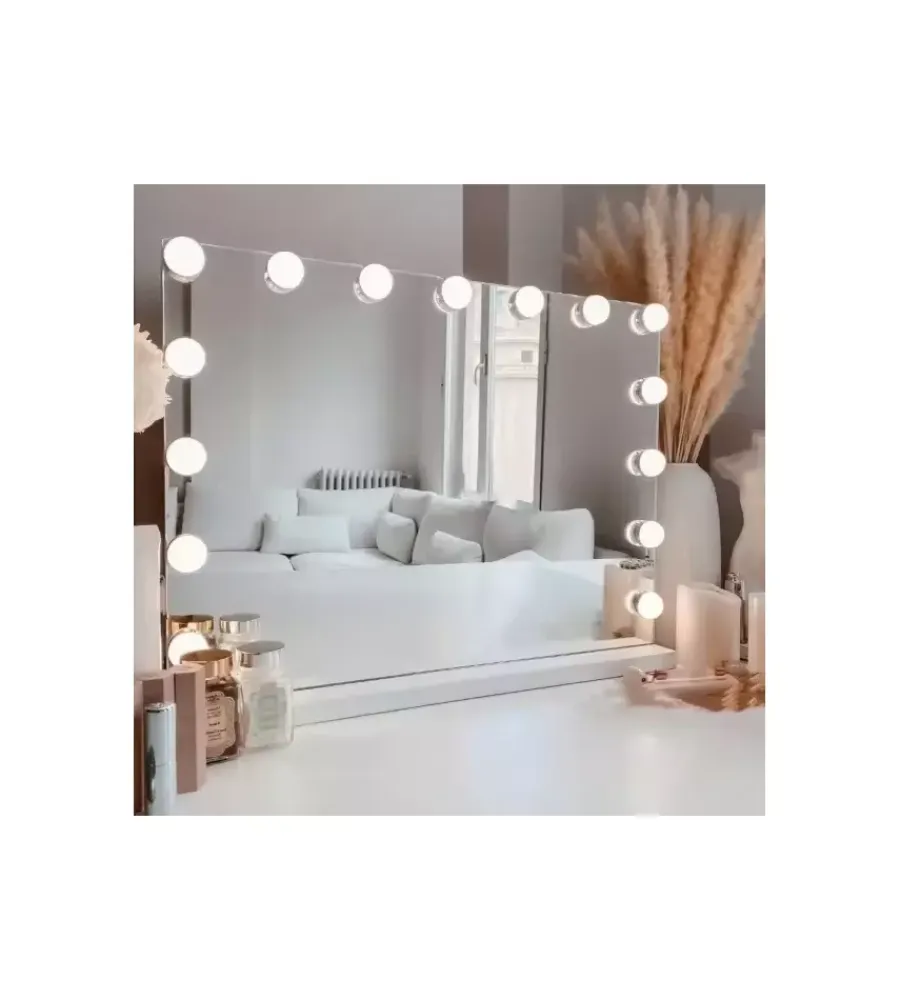 BellaHome Decorazione Pareti|Specchio con luci led "hollywood", 58x12x48 cm