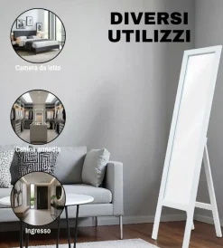 Decorazione Pareti-BellaHome Specchio da terra con cornice bianco 33x150 cm