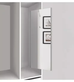 Armadi-Emuca Specchio estraibile da armadio con finitura grigio metallizzato, 340x1000 mm