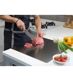 Gimetal Forni Pizza|Spianatoio/tagliere in acciaio con antiscivolo e bordo, 49x47 cm