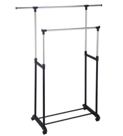 Best Stender appendiabiti doppio estensibile con ruote, 82,5/125x42,5x97/170 cm Decorazione Ambienti