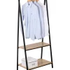 Best Stender appendiabiti in metallo nero e legno con 2 ripiani, 64x40x150 cm Mobili Da Ingresso