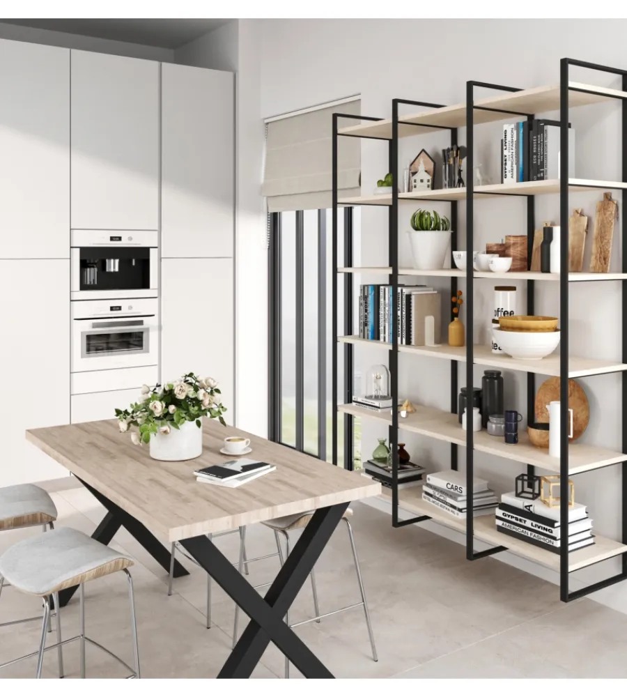 Armadi-Emuca Struttura per scaffale lader in acciaio nero, 179 cm