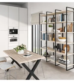 Armadi-Emuca Struttura per scaffale lader in acciaio nero, 115 cm