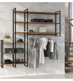 Emuca Armadi|Struttura per scaffale lader in acciaio nero, 83 cm