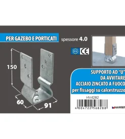Ferramenta Per Esterno- Supporto per pali 91 x 150 x 60 mm.