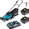 Tagliaerba-Makita Tagliaerba a batteria a spinta "dlm432pt2" taglio da 43 cm 2 x 18v 5ah