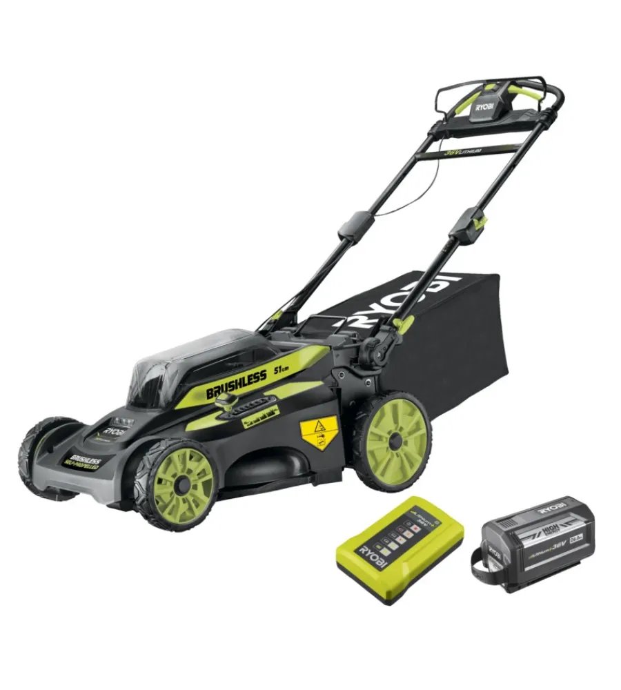 Tagliaerba-Ryobi Tagliaerba a batteria trazionato "ry36lmx51a-160" taglio 51 cm 36v, batteria 6.0 ah inclusa
