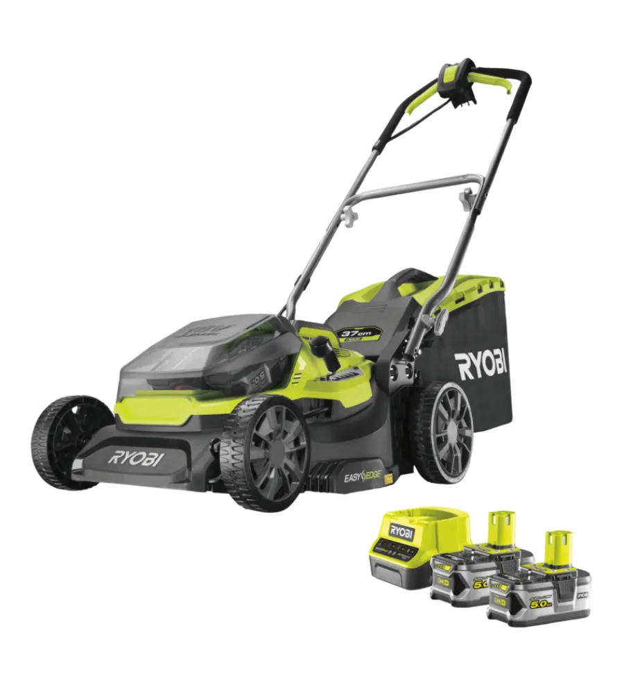 Outlet Tagliaerba ibrido batteria ed elettrico "ry18lmh37a-250" taglio 37cm 18v, due batterie 5ah incluse Tagliaerba