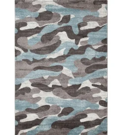 Tessile D'Arredo|Tappeto "camouflage" azzurro, 170x120 cm
