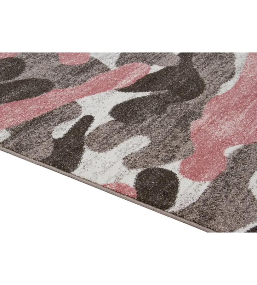 Tessile D'Arredo- Tappeto "camouflage" grigio e rosa, 170x120 cm