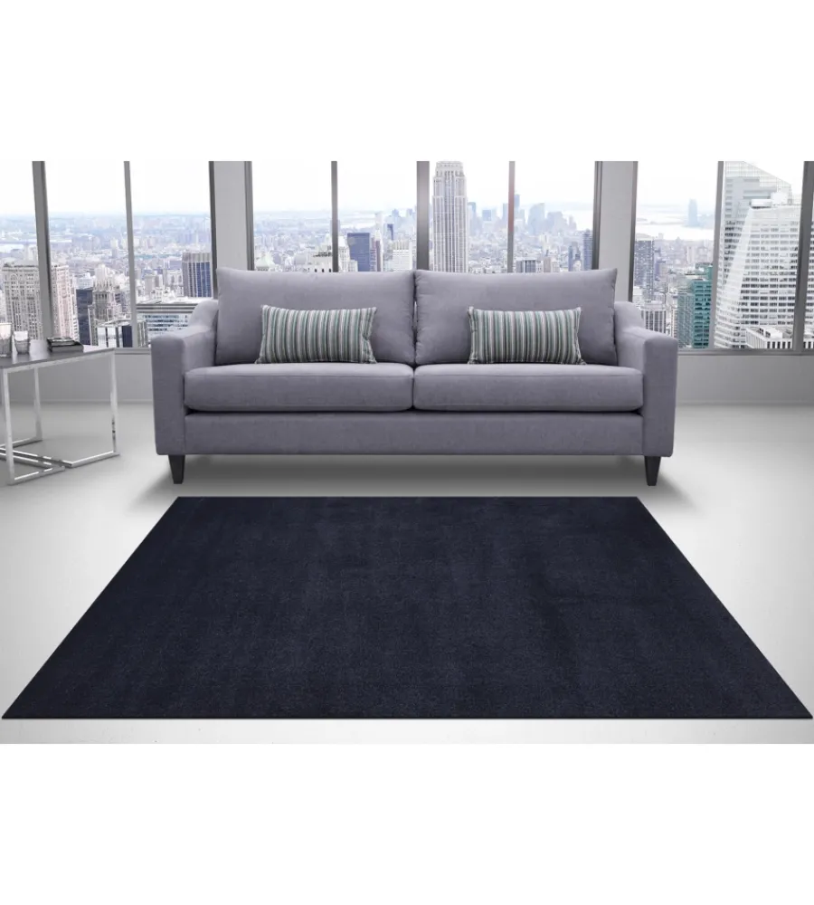 Tessile D'Arredo- Tappeto "milano" tinta unita blu, 133x190 cm