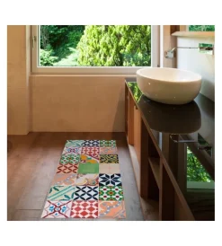 Tessile D'Arredo|Tappeto vinilico stampato "mosaico", 50x110 cm