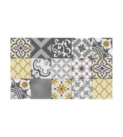 Tessile D'Arredo|Tappeto vinilico stampato "patch grigio", 45x75 cm