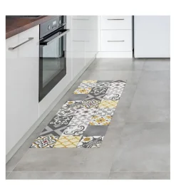 Discount Tappeto vinilico stampato "patch grigio", 50x140 cm Tessile D'Arredo