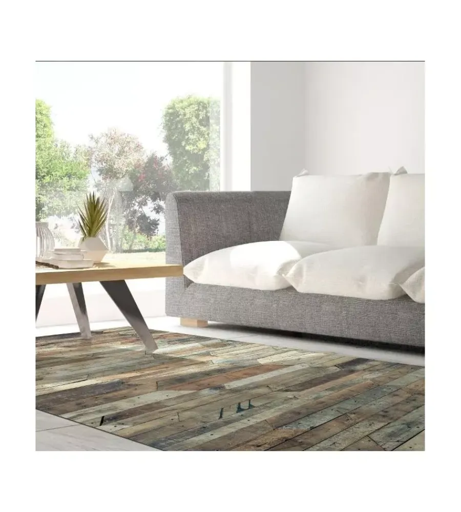 Tessile D'Arredo- Tappeto "vintage wood" in vinile spessorato, 150x230 cm