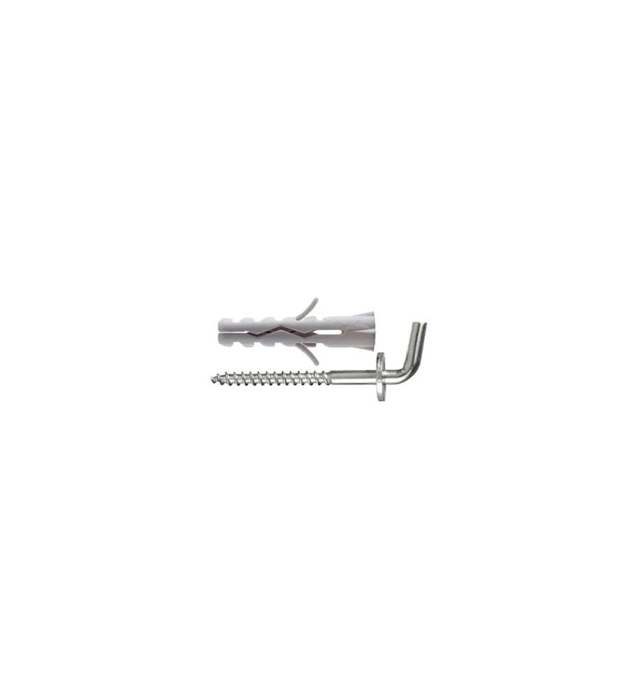 Sistemi Di Fissaggio- Tasselli in nylon ø 6 x 30 senza collarino con gancio corto a vite 12 pz.