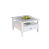 Tavolino bianco con top in vetro temperato, 75x45x75 cm Tavolini