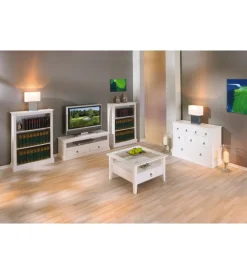 Tavolino bianco con top in vetro temperato, 75x45x75 cm Tavolini