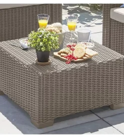 Tavolino da esterno california color cappuccino, 68x68x35 cm - Mobili Da Giardino E Accessori