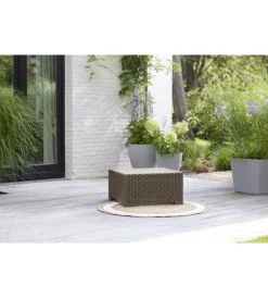 Tavolino da esterno california color cappuccino, 68x68x35 cm - Mobili Da Giardino E Accessori