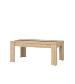 BellaHome Tavolini|Tavolino da soggiorno quercia con inserto bianco e grigio, 112x65,5x46,5 cm