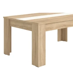 BellaHome Tavolini|Tavolino da soggiorno quercia con inserto bianco e grigio, 112x65,5x46,5 cm