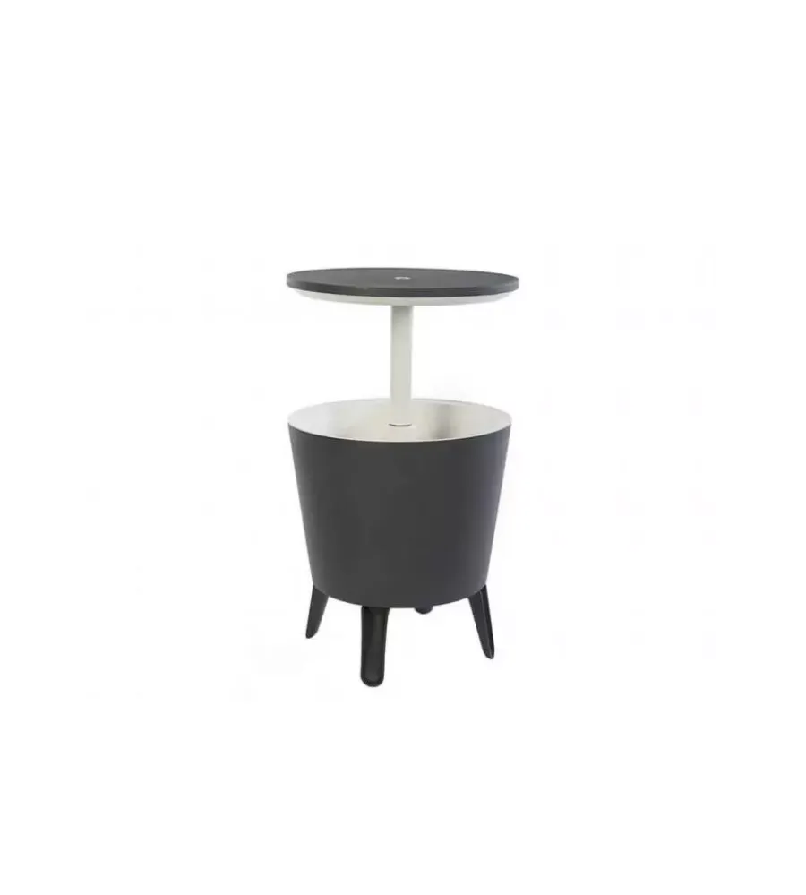 Mobili Da Giardino E Accessori-Keter Tavolino portaghiaccio portatile "cool bar" grafite, 49,5x49,5x84,5 cm