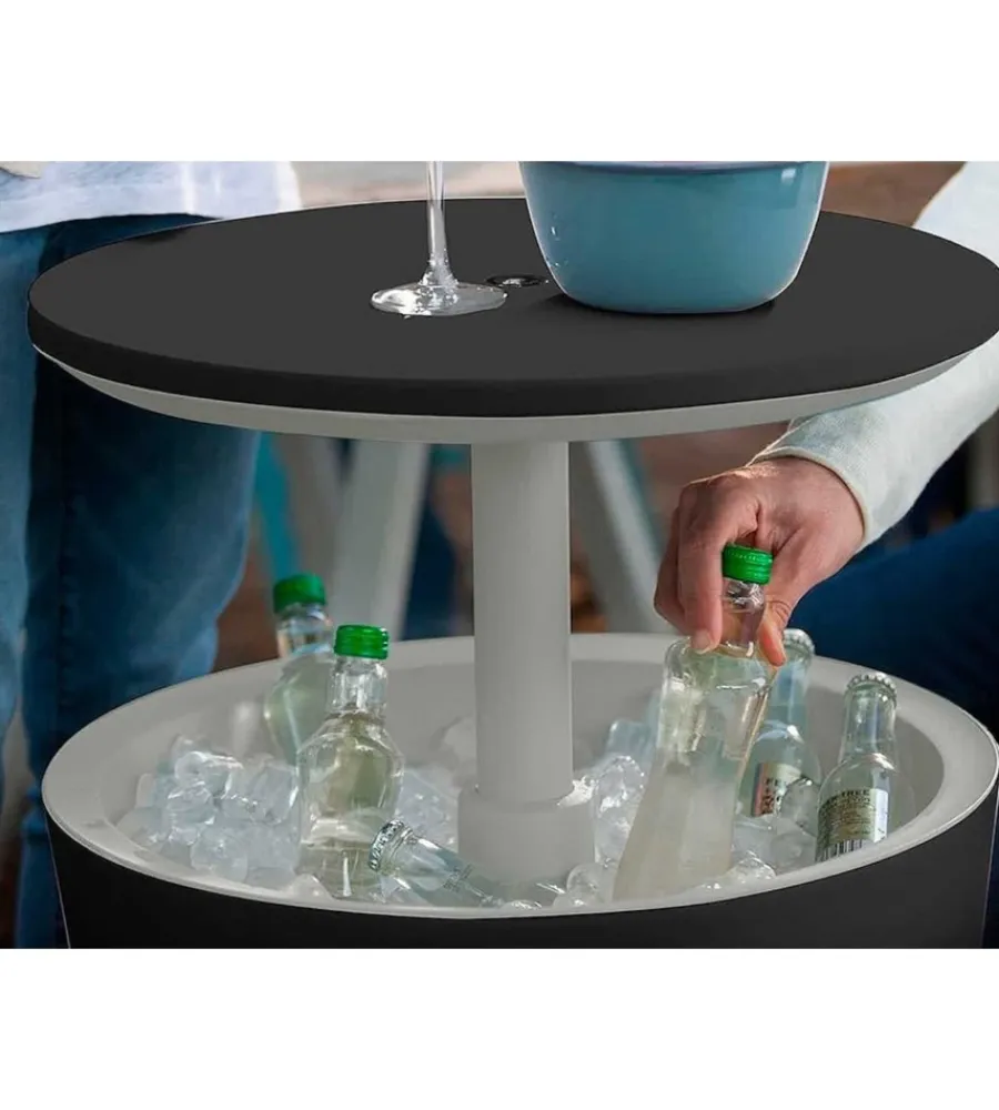 Mobili Da Giardino E Accessori-Keter Tavolino portaghiaccio portatile "cool bar" grafite, 49,5x49,5x84,5 cm