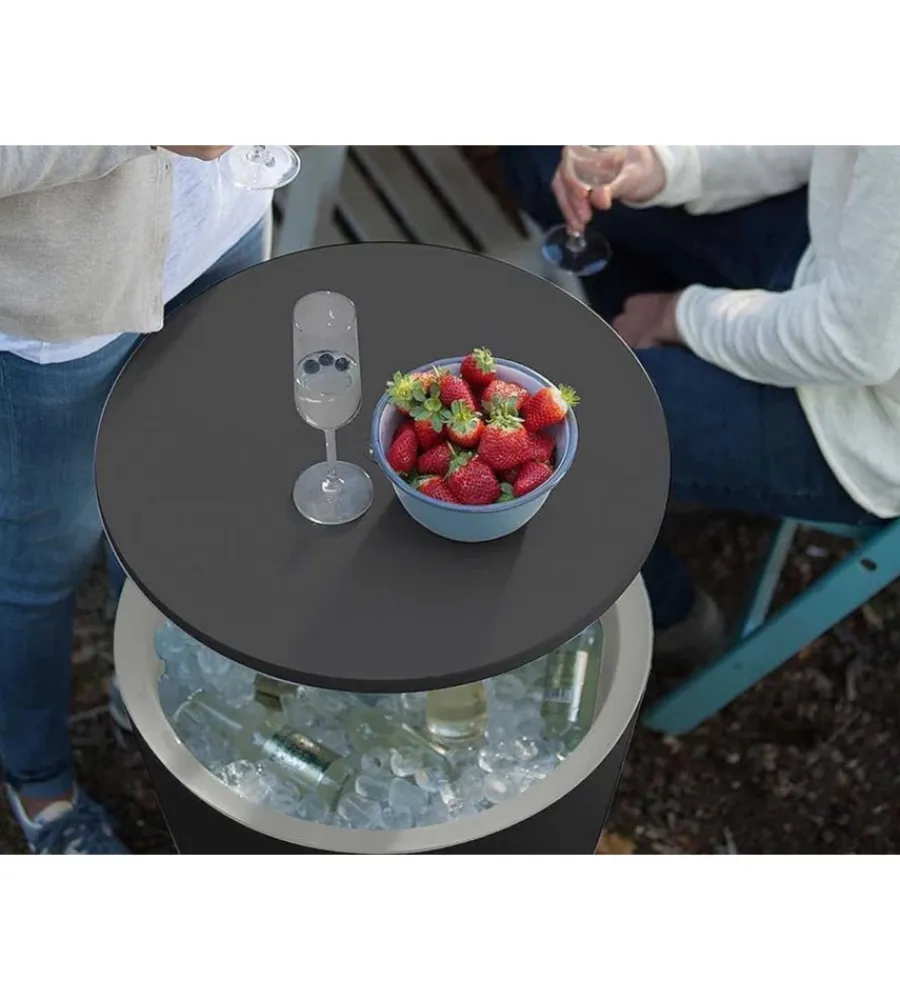 Mobili Da Giardino E Accessori-Keter Tavolino portaghiaccio portatile "cool bar" grafite, 49,5x49,5x84,5 cm
