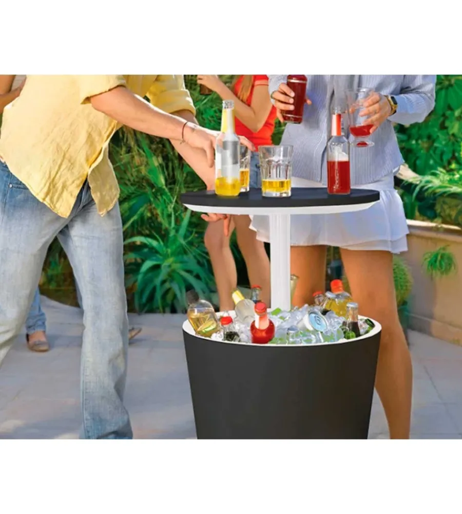 Mobili Da Giardino E Accessori-Keter Tavolino portaghiaccio portatile "cool bar" grafite, 49,5x49,5x84,5 cm