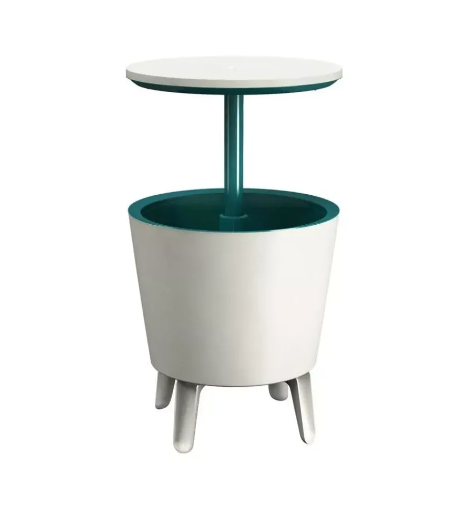 Clearance Tavolino portaghiaccio portatile "cool bar" bianco, 49,5x49,5x84,5 cm Mobili Da Giardino E Accessori