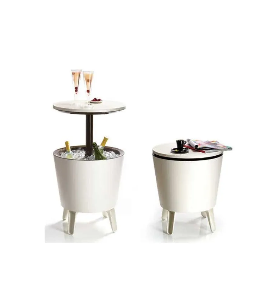 Clearance Tavolino portaghiaccio portatile "cool bar" bianco, 49,5x49,5x84,5 cm Mobili Da Giardino E Accessori