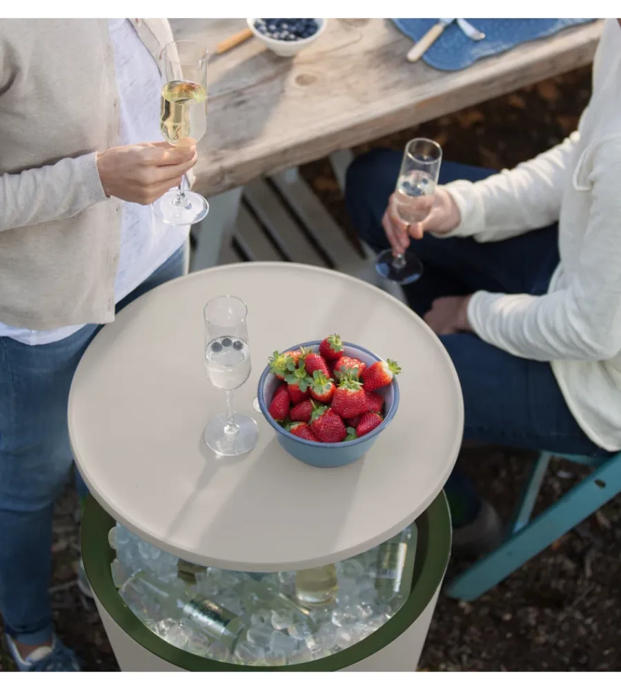 Clearance Tavolino portaghiaccio portatile "cool bar" bianco, 49,5x49,5x84,5 cm Mobili Da Giardino E Accessori