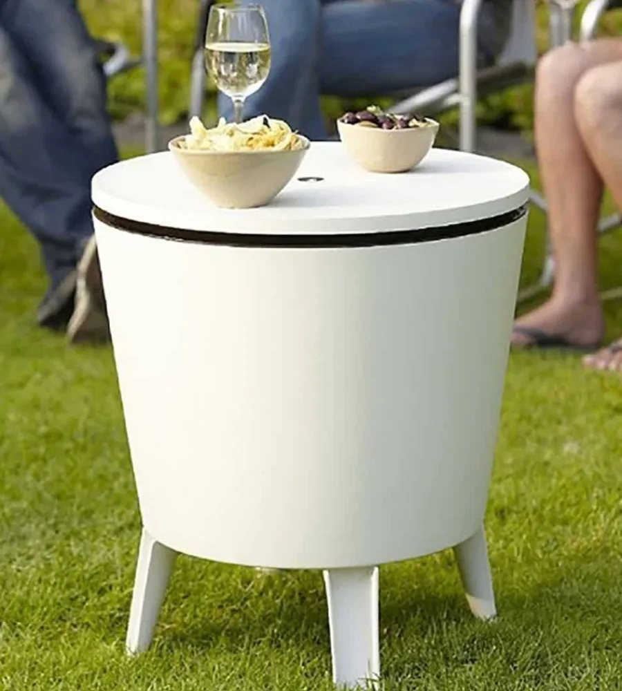 Clearance Tavolino portaghiaccio portatile "cool bar" bianco, 49,5x49,5x84,5 cm Mobili Da Giardino E Accessori