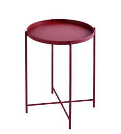 Tavolini- Tavolino salotto "frosty" in metallo rosso, ø38 cm